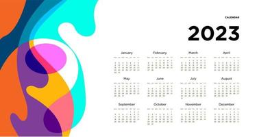 neujahr 2023 kalender design vorlage mit geometrischen bunten abstrakten. Vektor-Kalender-Design. vektor