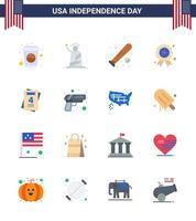 16 USA platt packa av oberoende dag tecken och symboler av medalj oberoende USA Semester sporter redigerbar USA dag vektor design element