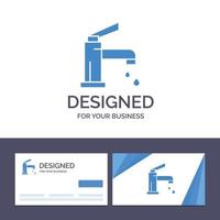 kreative visitenkarte und logo-vorlage bad badezimmer reinigungshahn dusche vektorillustration vektor