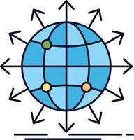 Globus Netzwerk Pfeil Nachrichten weltweit flacher Farbsymbolvektor vektor