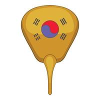 koreanska hand fläkt ikon, tecknad serie stil vektor
