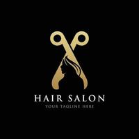 kvinna och sax. unisex- hår salong logotyp. vektor
