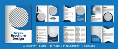 12 Seiten minimalistisches, modernes und kreatives Firmenprofil oder Business-Bifold-Broschürendesign-Vektorvorlage vektor