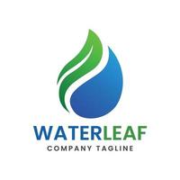 Wasser und Blatt kreative Logo-Design-Vorlage vektor