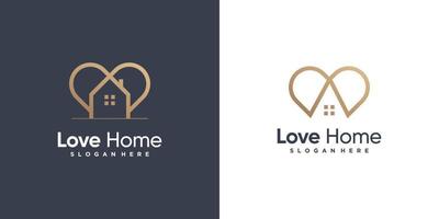 Hem logotyp design med kärlek begrepp vektor