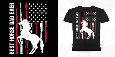 bester Pferdevater überhaupt lustiger amerikanischer Flaggen-Reitpferd Retro-Vintager Vatertags-Pferde-T-Shirt Entwurf vektor