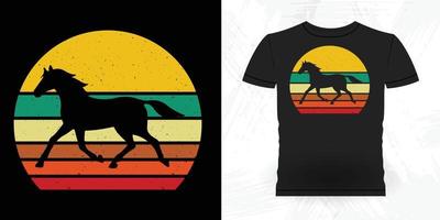 rolig ridning häst retro årgång häst t-shirt design vektor