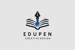 pedagogisk logotyp mall design med bok ikon element och bläck penna ikon vektor
