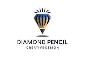 Diamant-Bleistift-Logo-Design kreatives Konzept, Vektorillustration vektor