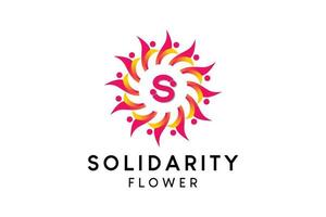 kraftvolles wohltätigkeits- oder solidaritätslogodesign mit blumenkonzept vektor