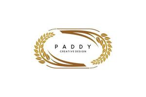 Paddy-Logo-Design mit kreativem Konzept, Paddy-Food-Logo-Vektorillustration vektor