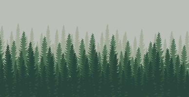 panorama av tät skog, gran och tall naturlig grön landskap, webb bakgrund, mall - vektor illustration