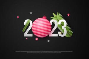 2023 Lycklig ny år med svart bakgrund vektor