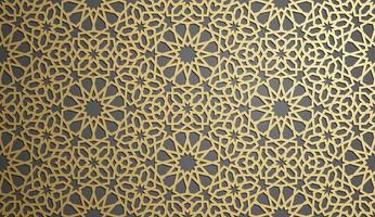 islamischer Ornamentvektor, persisches Motiv. 3d ramadan islamische runde musterelemente. geometrischer kreisförmiger dekorativer arabischer symbolvektor. goldener Hintergrund vektor