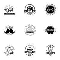 glücklicher vatertag set 9 schwarz vektor typografie vintage schriftzug für vatertag grußkarten banner tshirt design du bist der beste papa editierbare vektordesignelemente