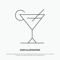 cocktail juice citron- vektor linje ikon