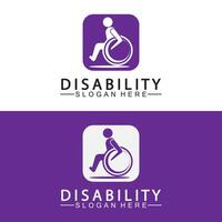 leidenschaftliche Menschen mit Behinderungen unterstützen das Logo. rollstuhl-logo-illustration. vektor