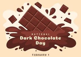 welttag der dunklen schokolade am 1. februar für die gesundheit und das glück, die choco in handgezeichneten vorlagenillustrationen im flachen karikaturstil bringt vektor