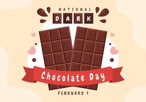 värld mörk choklad dag på februari 1:a för de hälsa och lycka den där choco ger i platt stil tecknad serie hand dragen mallar illustration vektor