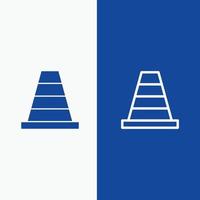 Kegelkonstruktionswerkzeuglinie und Glyphe solides Symbol blaues Banner Linie und Glyphe solides Symbol blaues Banner vektor