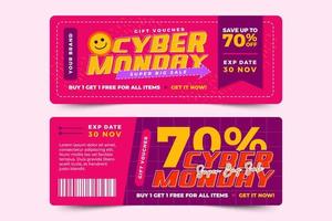 Cyber-Monday-Gutschein- oder Coupon-Designvorlagen können einfach angepasst werden vektor