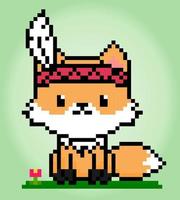 8-Bit-Pixel von Fox. Tier in Vektorgrafik für Kreuzstich- und Spiel-Assets. vektor