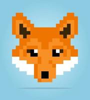 8-bitars pixel av head fox. djur i vektorillustration för korsstygn och speltillgångar. vektor