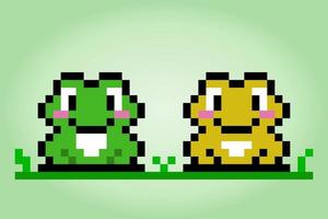 8-Bit-Pixel von Frosch. Tier in Vektorgrafik für Kreuzstich- und Spiel-Assets. vektor