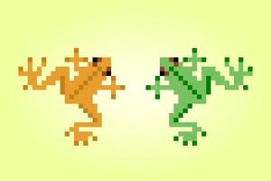 8-Bit-Pixel von Frosch. Tier in Vektorgrafik für Kreuzstich- und Spiel-Assets. vektor