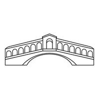 rialto bro i Venedig ikon, översikt stil vektor
