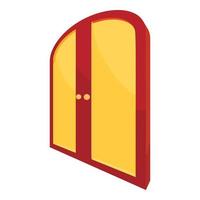 dubbel- gul dörr ikon, tecknad serie stil vektor