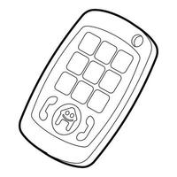 leksak mobil telefon ikon, översikt stil vektor