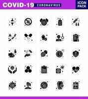 25 Solid Glyph Virus Corona Icon Pack wie Seife Hand Virus Flasche Wasser Virus Coronavirus 2019nov Krankheitsvektor Designelemente vektor