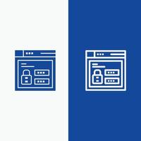 Browser Web Lock Codezeile und Glyph Solid Icon Blue Banner vektor