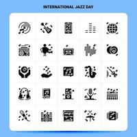fast 25 internationell jazz dag ikon uppsättning vektor glyf stil design svart ikoner uppsättning webb och mobil företag idéer design vektor illustration