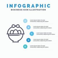 korg ägg påsk linje ikon med 5 steg presentation infographics bakgrund vektor