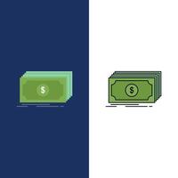 Cash-Dollar-Finanzmittel Geld flacher Farbsymbolvektor vektor