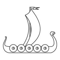 medeltida båt ikon, översikt stil vektor