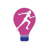 Running Woman Bulb Form Konzept Logo Designs Vektor. Marathon-Logo-Vorlage. Laufverein oder Sportverein, Illustration vektor