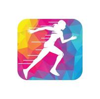 Frauen-Fitness-Läufer-Club-Logo-Design. Logo-Design für laufende Frauen. Logo-Konzept für gesundes Laufen vektor