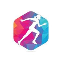 Frauen-Fitness-Läufer-Club-Logo-Design. Logo-Design für laufende Frauen. Logo-Konzept für gesundes Laufen vektor