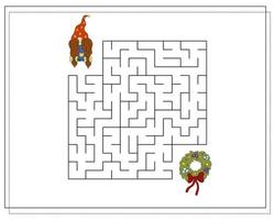 ein Puzzlespiel für Kinder, gehen Sie durch das Labyrinth. Cartoon Weihnachtszwerg. vektor