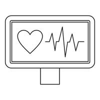 ekg-monitor-symbol, umrissstil vektor