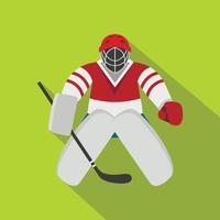 hockey målvakt ikon, platt stil vektor