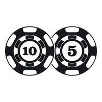 Pokerchips nominell fünf und zehn Symbol einfachen Stil vektor