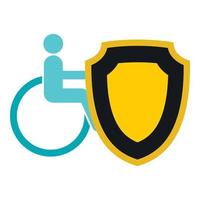 rullstol och skydda ikon, platt stil vektor