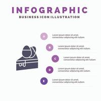 kaka efterrätt påsk ägg fast ikon infographics 5 steg presentation bakgrund vektor