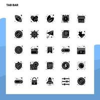 25 Tab-Bar-Icon-Set solide Glyphen-Icon-Vektor-Illustrationsvorlage für Web- und mobile Ideen für Unternehmen vektor
