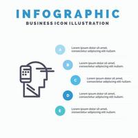 kommunikation ansluten mänsklig mobil rörlighet linje ikon med 5 steg presentation infographics bakgrund vektor
