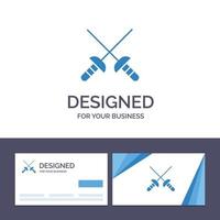 kreativ företag kort och logotyp mall fäktning sabel sport vektor illustration